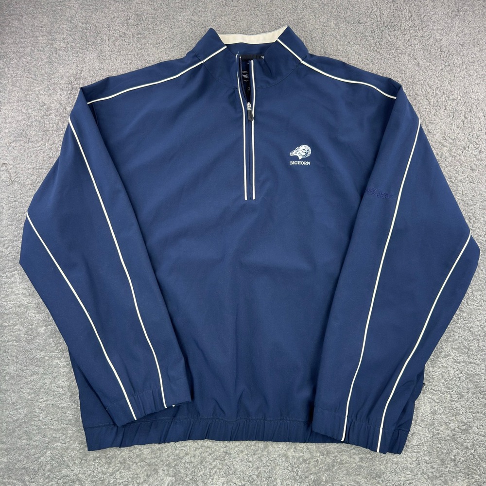 Straight Down Performance Mens XL 1/4 Zip Pullover Navy Blue Bighorn Golf Club